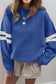Tillandsia Purple Varsity Striped Detail Drop Shoulder Oversized Sweatshirt