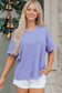Grapefruit Orange Waffle V Neck Short Sleeve Knit Top