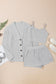 Light Grey 3 Pieces Rib Crop Camisole Matching Shorts Lounge Set with Cardigan