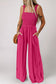 Peacock Blue Smocked Square Neck Sleeveless Jumpsuit with Pockets