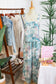 Green Tropical Palm Printed Cropped Tank Drawstring Wide Leg Pant Set