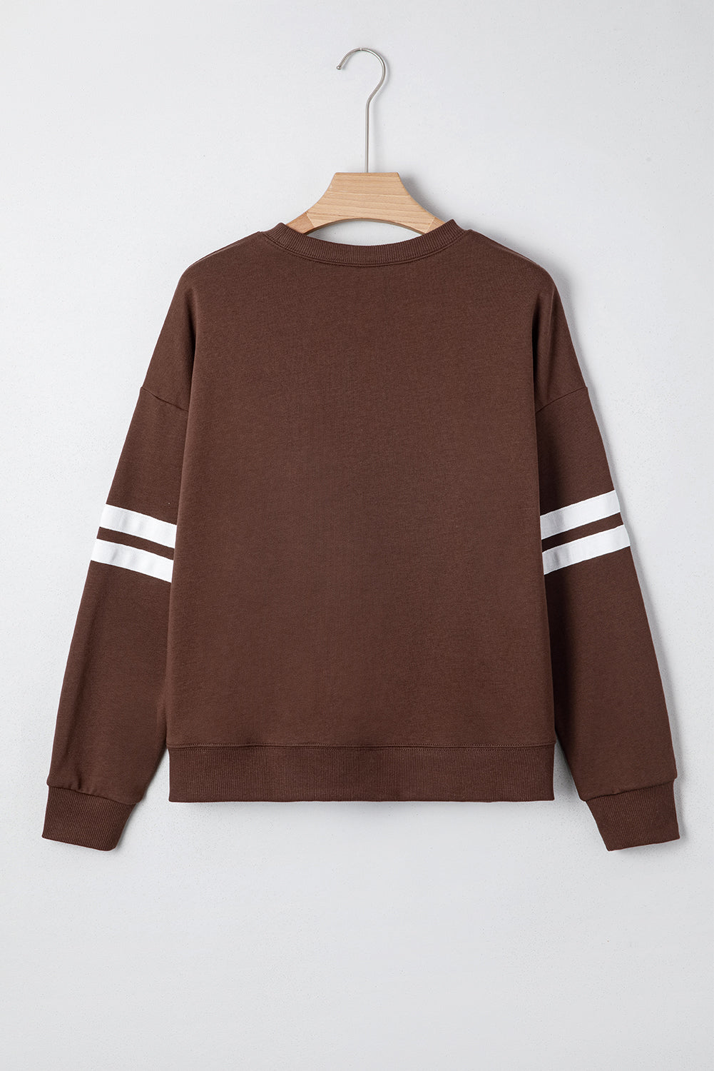 Light French Beige Varsity Striped Detail Drop Shoulder Oversized Sweatshirt