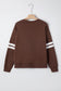 Light French Beige Varsity Striped Detail Drop Shoulder Oversized Sweatshirt