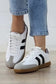 White Striped Lace-up Flat Sneakers