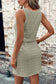 Four Leaf Clover Eyelet Textured Square Neck Drawstring Mini Dress