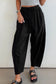 Jungle Green Drawstring Elastic Waist Patch Pocket Barrel Leg Casual Pants