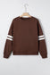 Light French Beige Varsity Striped Detail Drop Shoulder Oversized Sweatshirt