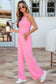 Sachet Pink Slim Ribbed Tank Top and Sweatpants Set