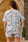Multicolour Plus Size Camouflage Print Casual Tee and Shorts Set
