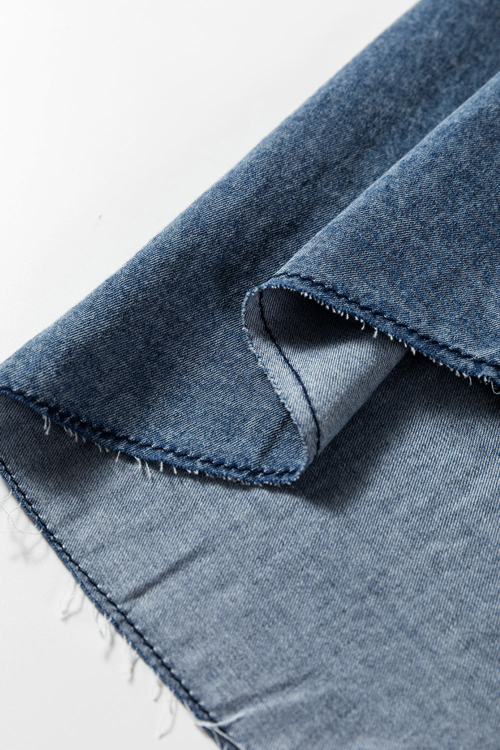 Medium Grey Beau Chest Pocket Raw Hem Denim Loose Shirt Dress