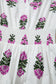 White Floral Print Split Neck Shirred High Waist Ruffle Hem Maxi Dress
