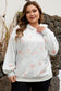 Gray Floral Print Plus Size Loose Hoodie