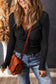 Sky Blue Textured Twist Front V Neck Long Sleeve Slim Solid Color Top