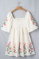 Beige Floral Print Puff Sleeve Babydoll Dress