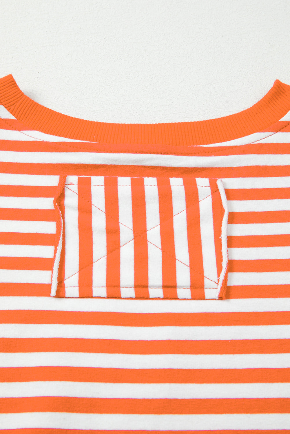Red Stripe Exposed Seam Drop Shoulder Casual Pullover Top