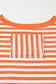 Red Stripe Exposed Seam Drop Shoulder Casual Pullover Top
