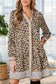 Brown Leopard Print Striped Patchwork 3/4 Sleeve Loose Mini Dress