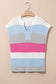 Light Blue Color Block Notch V Neck Sweater T Shirt