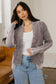 Dark Brown Mineral Wash Exposed Seam Patchwork Knit Open Sweater Cardigan