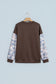Beige Camouflage Sleeve Crewneck Baggy Pullover Sweatshirt