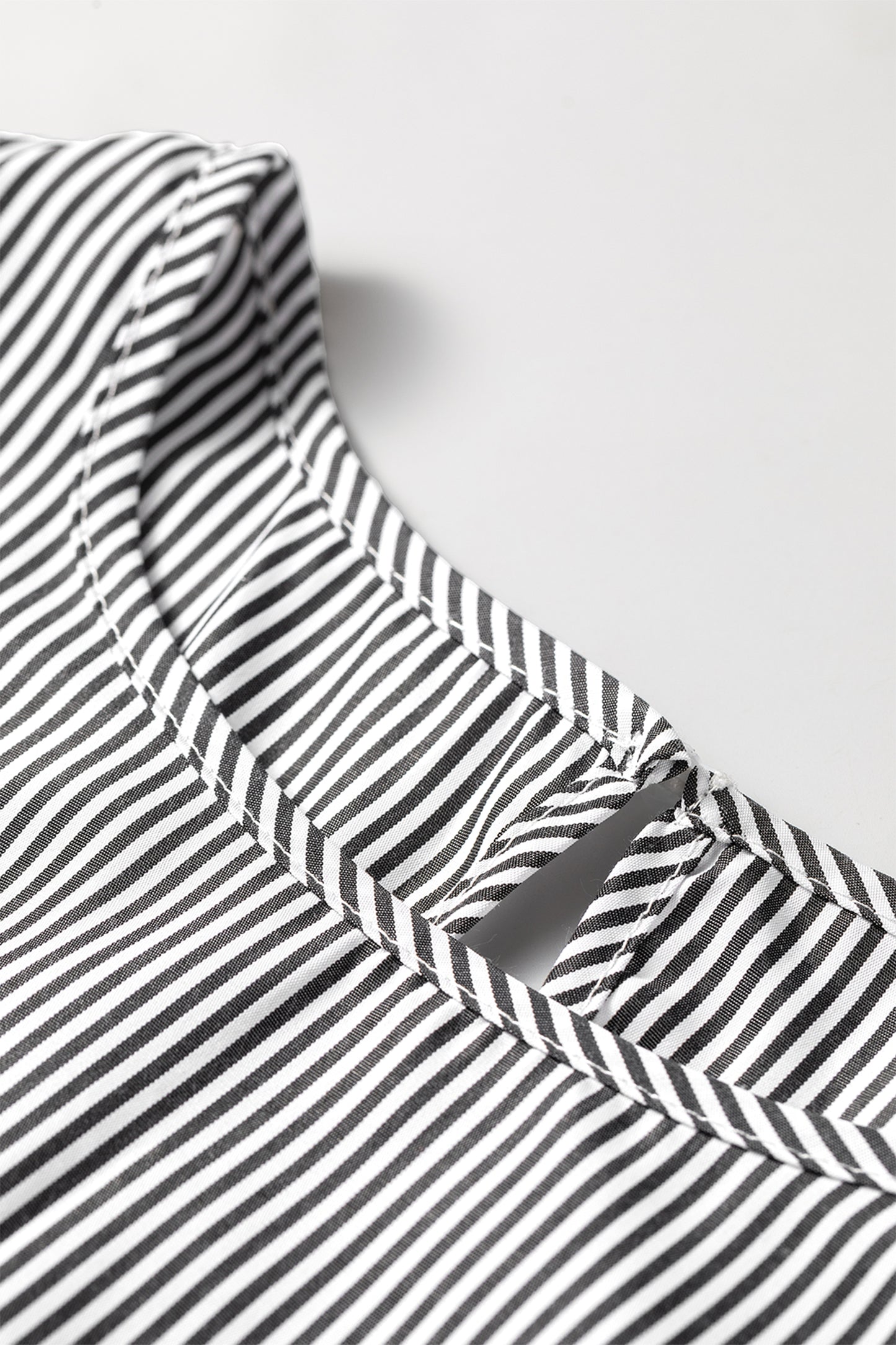 Black Stripe Striped Ruffle Sleeve Short Sleeve Round Neck Casual Shift Blouse