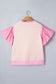 Pink Stripe Ruffled Short Sleeve Patchwork Blouse
