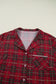 Red Plus Size Plaid Short Sleeve Shirt Loose Pants 2pcs Pajama Set