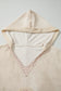 Pink Floral Patched Waffle Textured Colorblock V Neck Casual Hooded Top