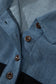 Black Color Block Denim Patchwork Button Polo Collar Short Sleeve Top