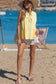 Yellow Cream Bow Tie Notched Neck Pleated Tank Top