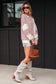 Pink Stripe Stitched Detail Color Block Patchwork Oversized Pullover Top