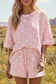 Black Exposed Seam Detail Polka Dot Loose Tee Drawstring Shorts Set