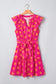 Rose Double Polka Dot V Neck Ruffled Short Sleeve Dress