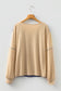 Sail Blue Exposed Stitching Colorblock V Neck Long Sleeve Top