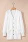 White Fuzzy Buttoned Front Midi Solid Cardigan