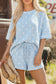 Black Exposed Seam Detail Polka Dot Loose Tee Drawstring Shorts Set
