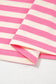 Blue Stripe Contrast Trim Polo Collar Ruffled Short Sleeve Blouse