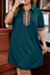 Sea Green Leopard Patchwork Detail Quarter Zip Collared Plus Size Mini Dress