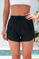 Black Solid Color 2-in-1 Drawstring Elastic Waist Swim Shorts