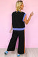 Dark Green Color Block Detail Casual Two-piece Set