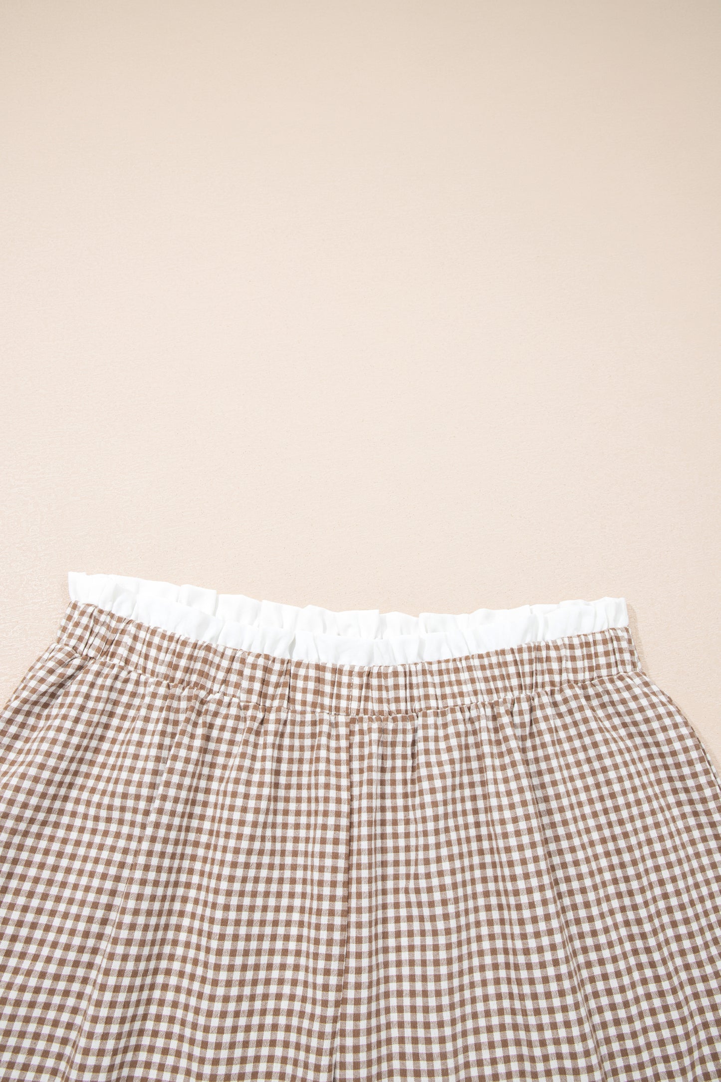 Sky Blue Contrast Trim Plaid Print Plus Size Shorts