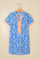Khaki Western Fashion Print Striped Color Block Patchwork Shift Mini Dress