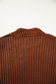 Coffee Solid Color Cable Knit High Neck Loose Pullover Sweater