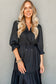 Black Flounced Bracelet Sleeve V Neck Tiered Maxi Dress