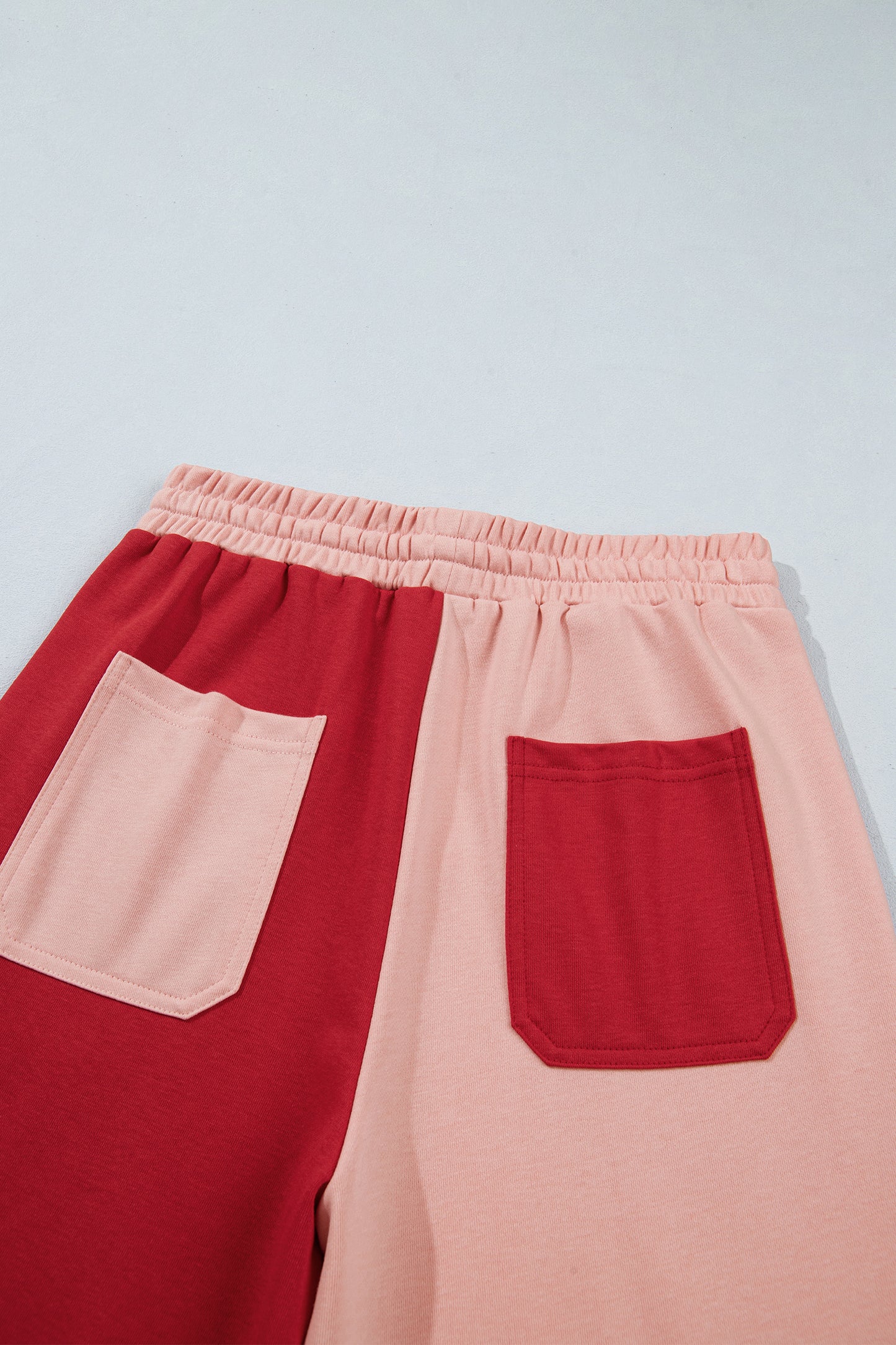 Beau Blue Raw Seam Colorblock Wide Leg Ankle Length Casual Pants