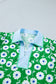 Green Flower Printed Contrast Patchwork Collar Short Sleeve Blouse