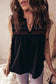 Black Colorful Shirred Yoke Notched V Neck Tank Top