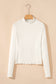 Black Ribbed Knit Lettuce Trim High Neck Long Sleeve Top