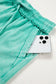 Sky Blue Mineral Washed Drawstring Elastic Waist Raw Cut Shorts