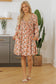 Black Floral Deep V Neck Smocked Bust Bubble Sleeve Babydoll Dress